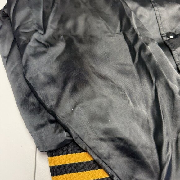 Vintage 80s ROTC Bomber Jacket Mens Large Black Satin Embroidered Military - Picture 7 of 16